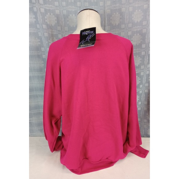 NWT J.E. Morgan Fleecewise‎ Sweatshirt Women's Size Large Hot Pink Vintage 80s - Picture 2 of 8